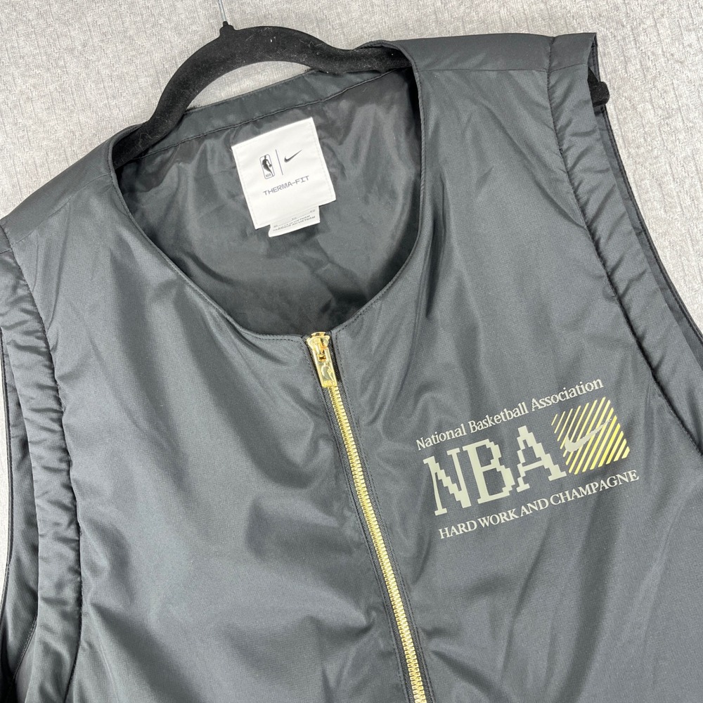 New Nike NBA Vest Men XL Black Therma-Fit Hard Work Champagne Pro Full Zip